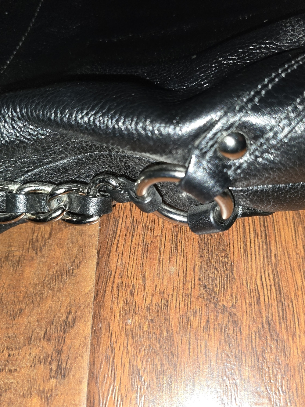 Coach Black Leather Shoulder Bag with Chain Strap - Picture 3 of 7